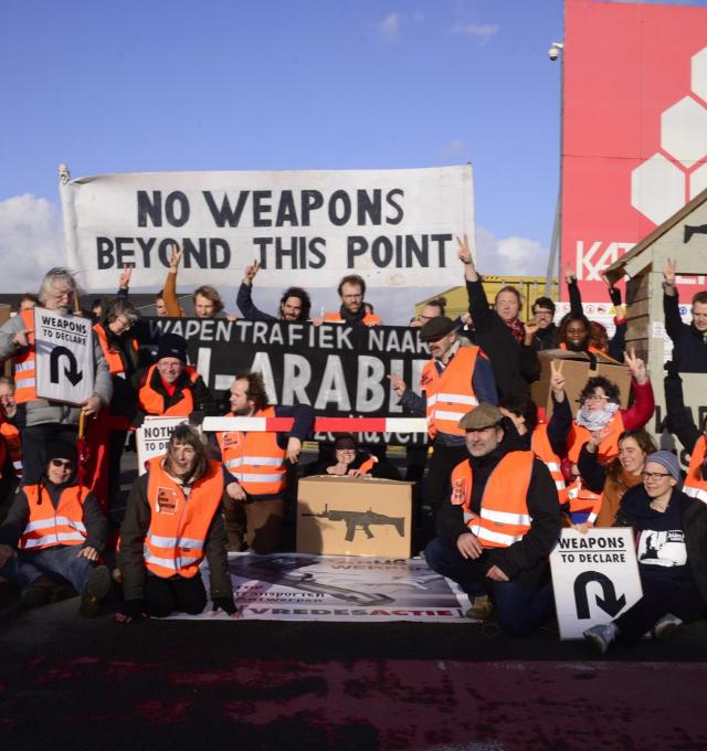 De protestactie in de haven op 3 februari 2020